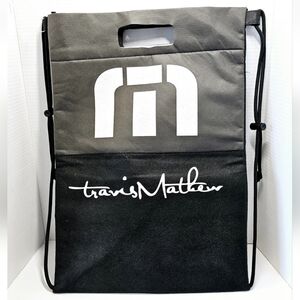 Travis Mathew Drawstring Lined Insulated Cooler Black Zipper Bag Backpack Golf